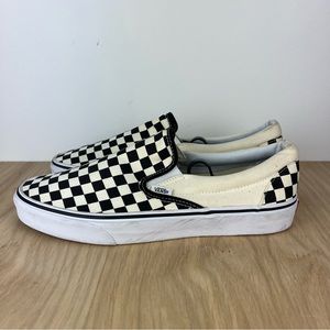 Vans Slip On Skate Shoes Men’s 11.5 Asher Checkered Black Cream White